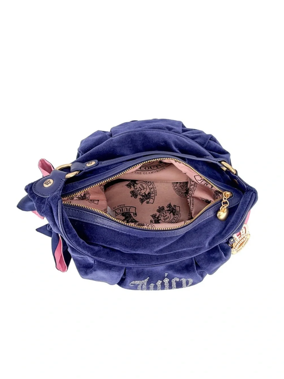 Juicy Couture Royal Bloom Hobo Bag in Atlantis Blue w/Charms & Bow